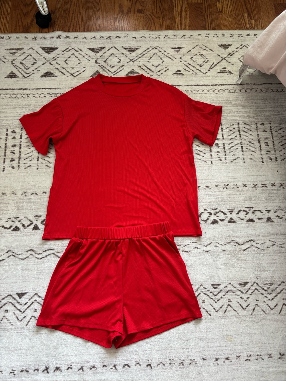 Red Lounge Tee and Shorts Set
